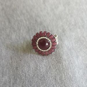 Women's Floral Cocktail Ring with Silver Accents